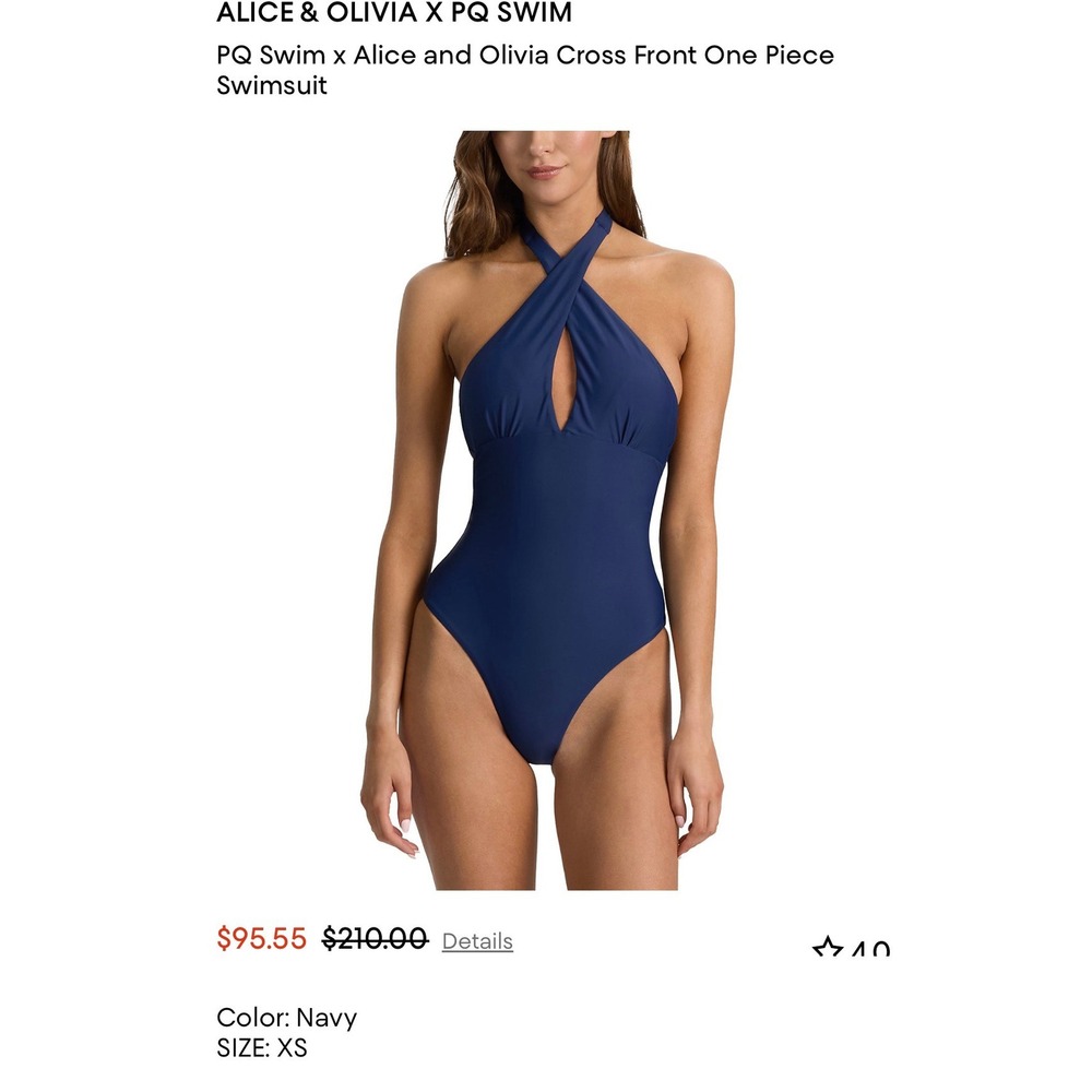 Alice + Olivia x PQ Swim Navy Cross Front One Piece Swimsuit NVY-2207P XS